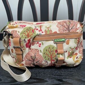 Lily Bloom Multicolor Owl Print Crossbody Bag